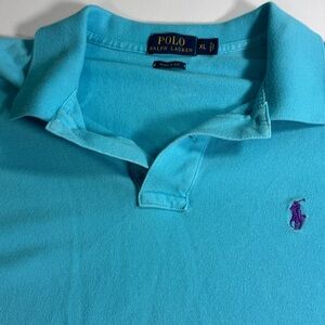 Polo Golf Men XL Ralph Lauren Short Sleeve Polo Shirt‎ Aqua Blue-Purple Pony